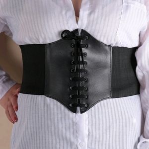 Plus Size Corset Belt Black Lace Up Velcro Gothic